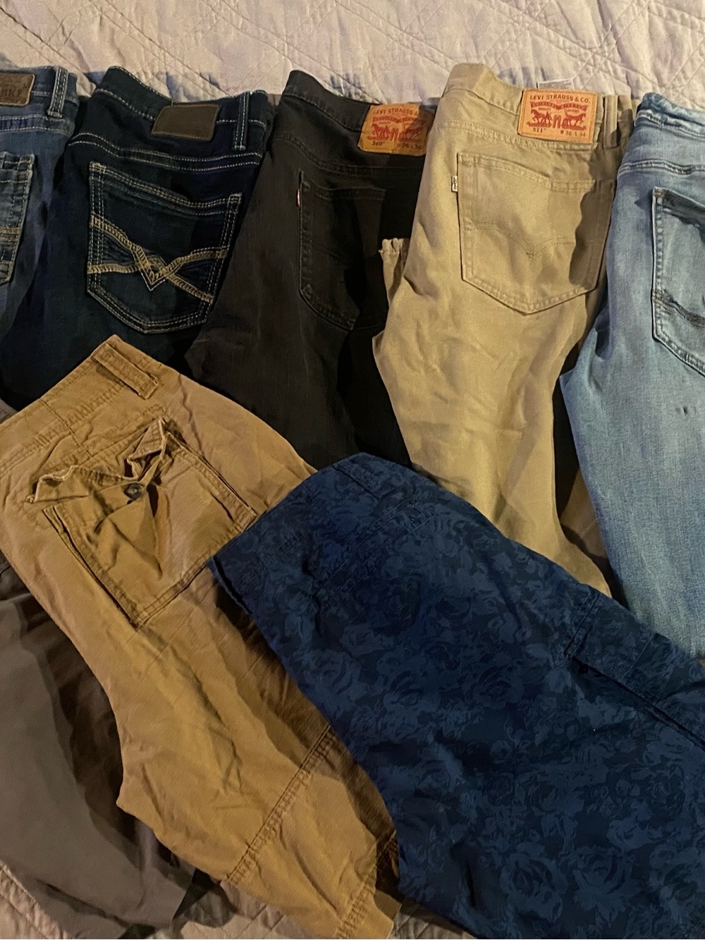 Levi's BKE, Silver, Mixed Jeans Lot — Blue, Black, Tan, Light Blue